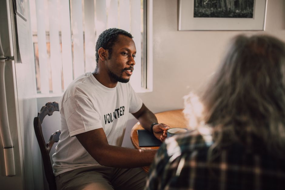 A conversation about charity work.