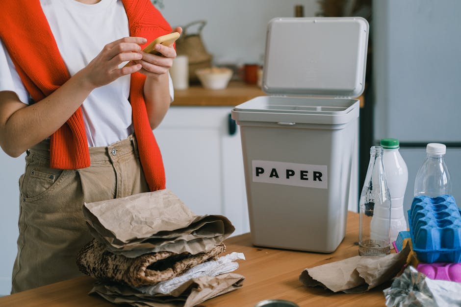 person recycling at home