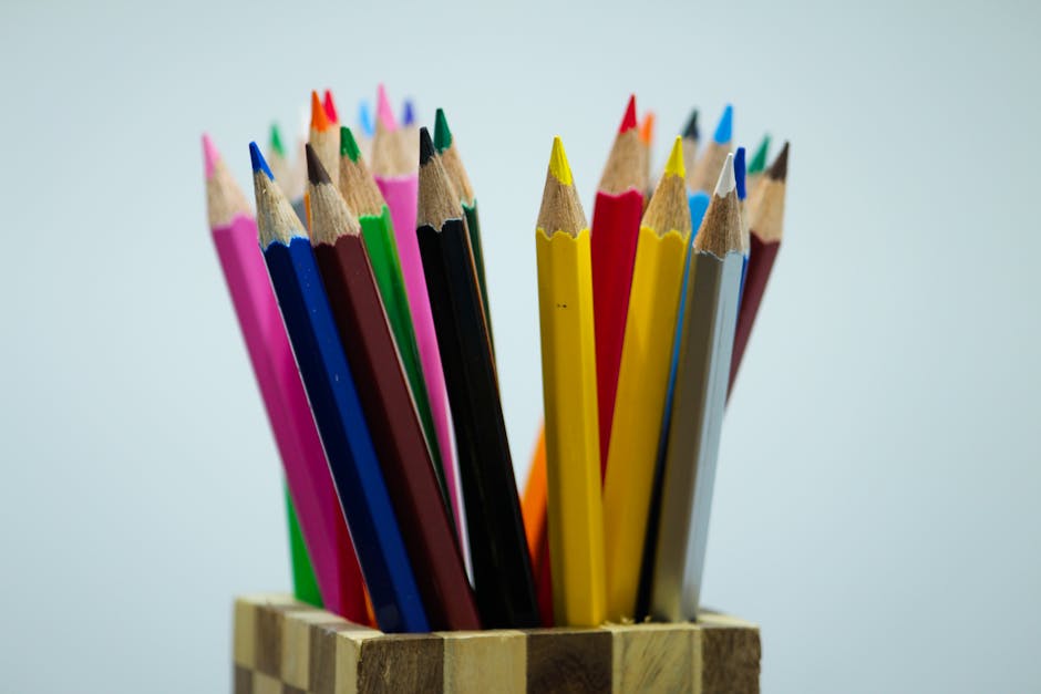 colored pencils in a box