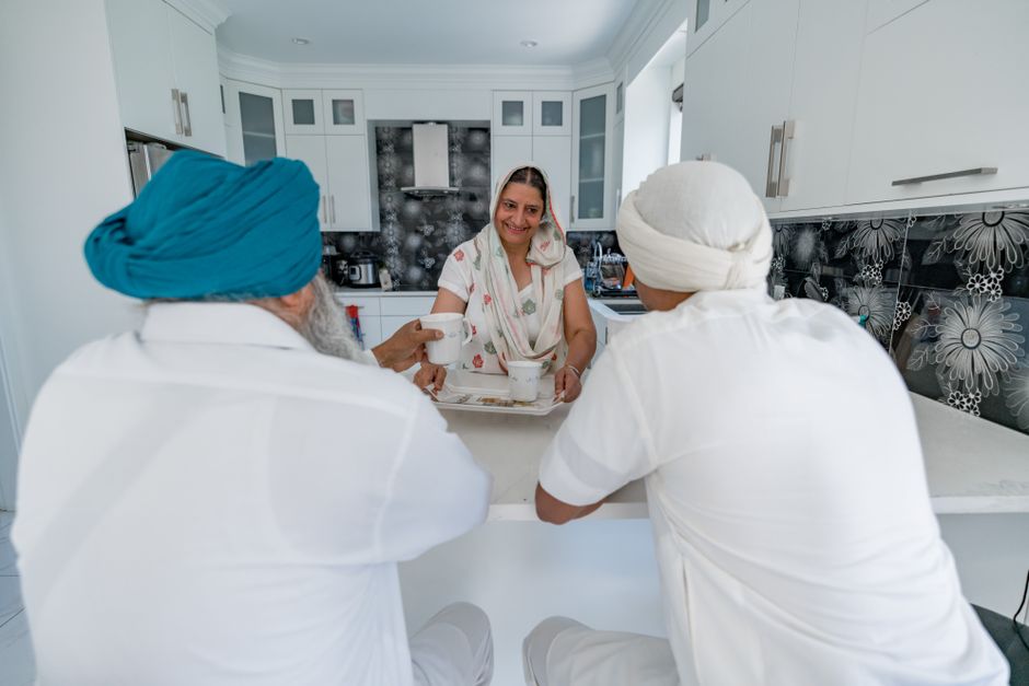 A conversation about family members.