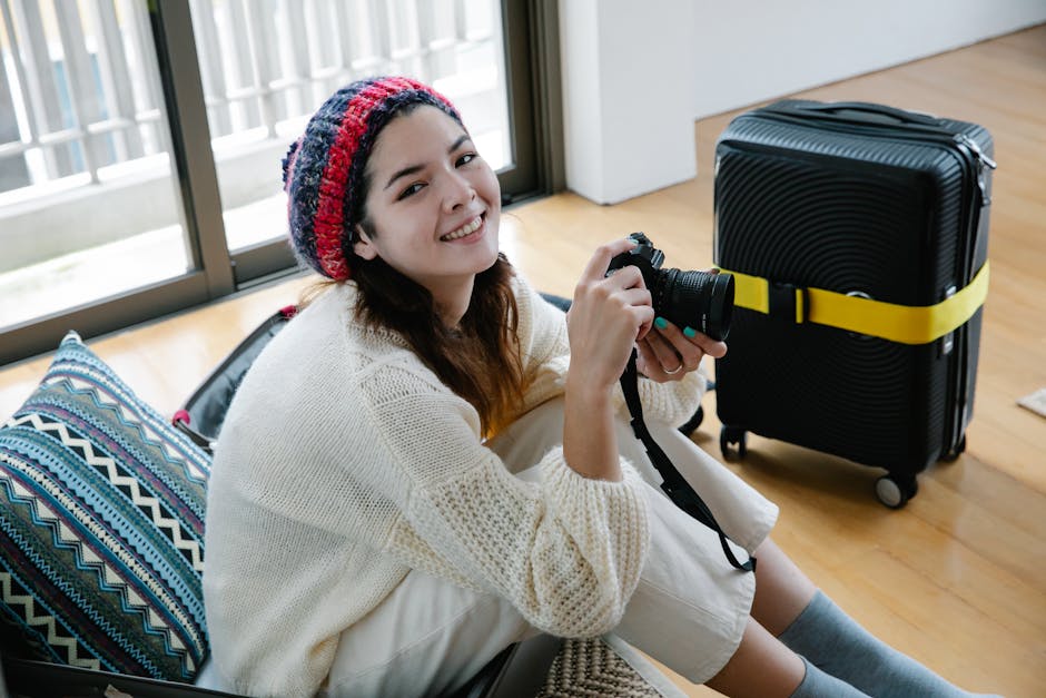 Clara with travel gear
