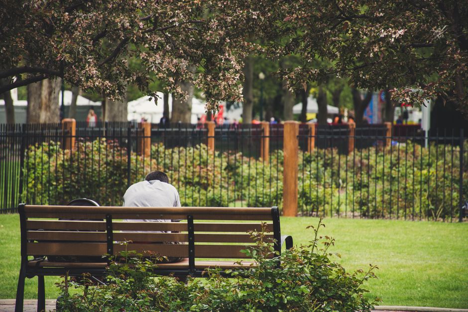 person relaxing in a park