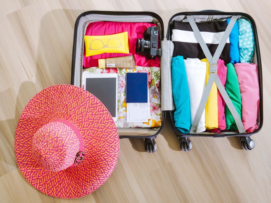 packed suitcase for travel
