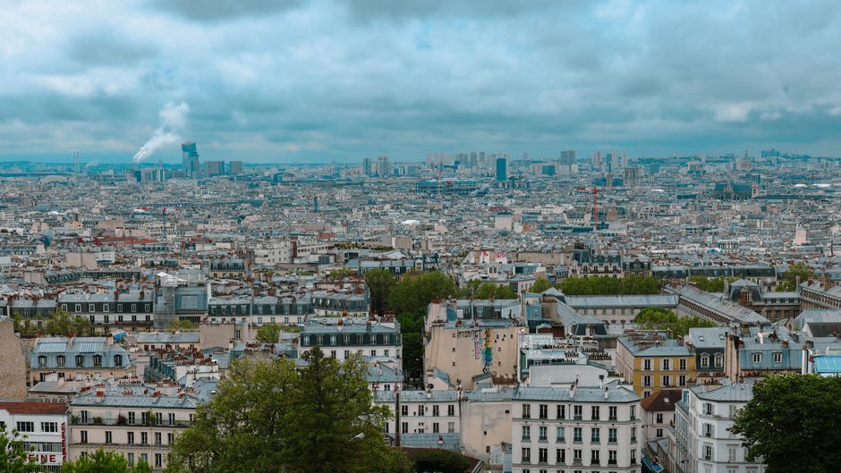 Paris with cloudy sky
