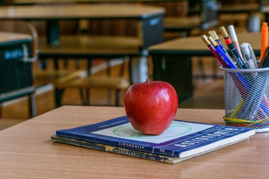 red objects in a classroom