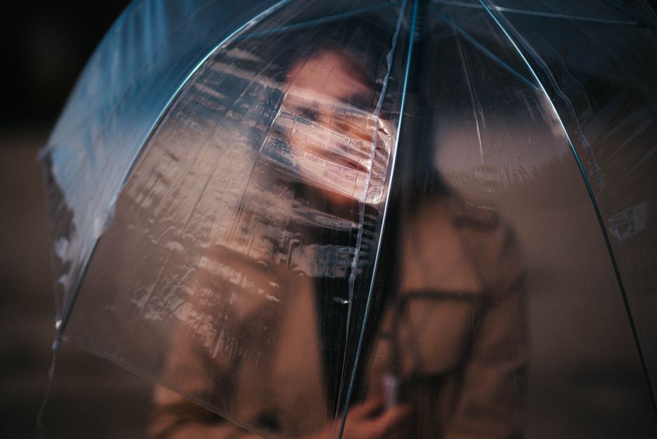 person in rainy weather