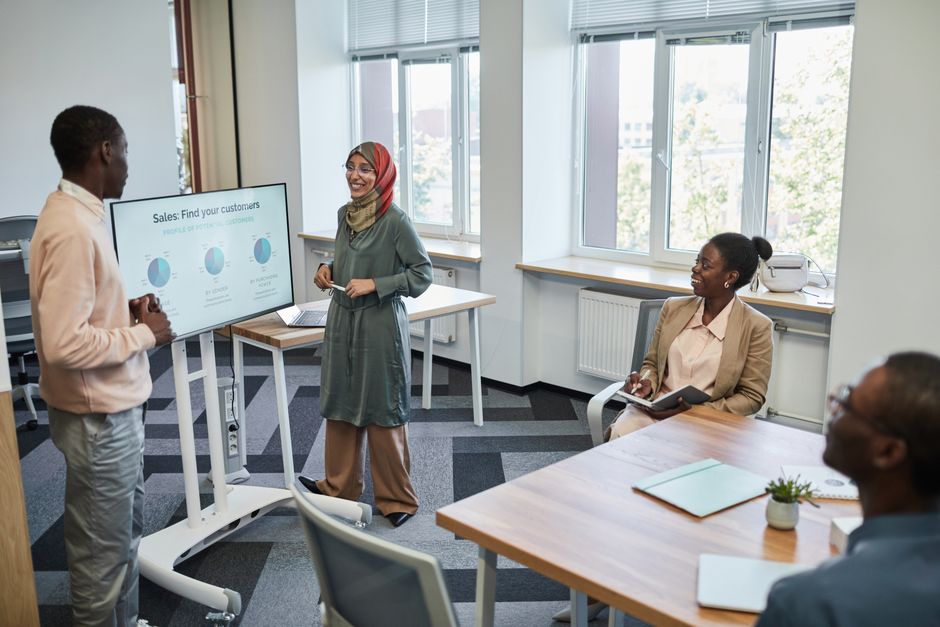 people engaged in sales techniques