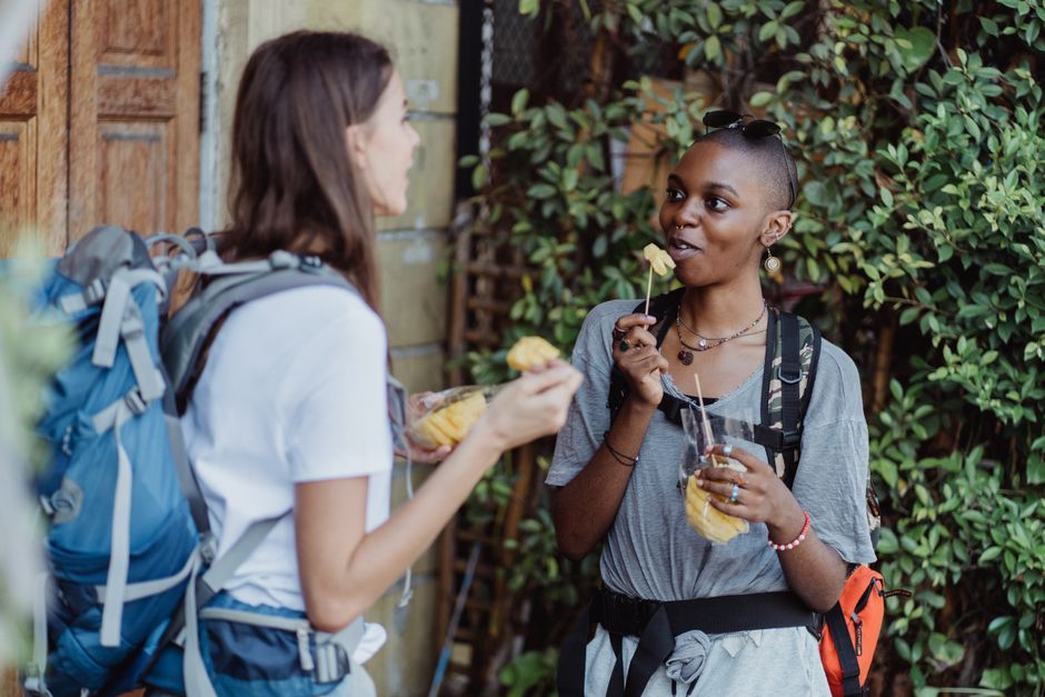 A conversation about street food adventures.