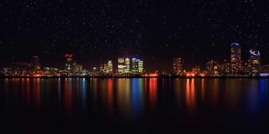 city skyline at night